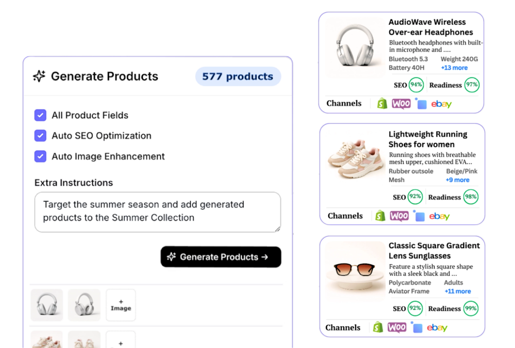 Raw product data transformed into publish-ready listings