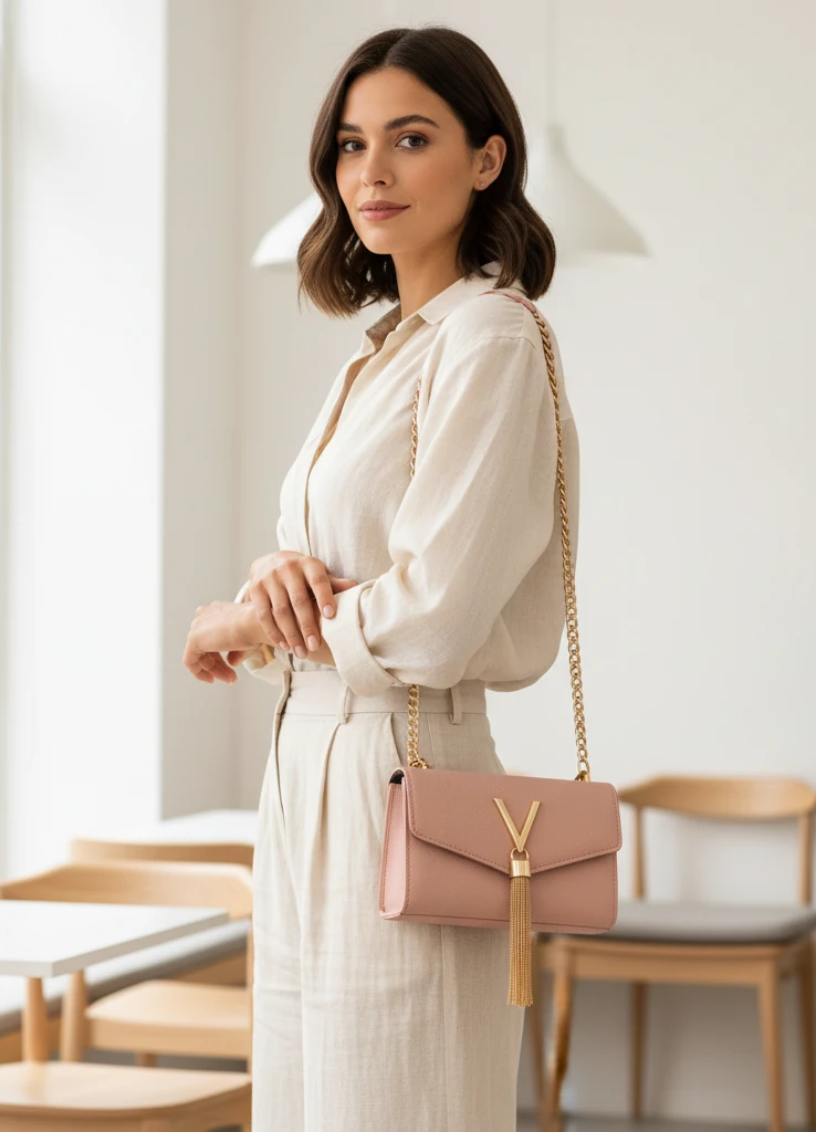 Pink purse - on model outdoor